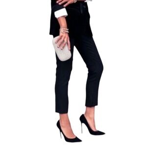 NWT DIANE VON FURSTENBERG BLACK CIGARETTE PANTS Size 4 Ladies DRESS PANTS